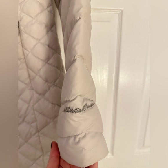 Eddie Bauer 2019 Alpendown Parka White Long Hooded Women's Size Small - Picture 3 of 16
